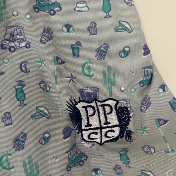 CRIQUET Polo men’s size medium golf carts cactus print blue and green - Picture 3 of 8